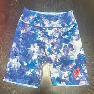 Peloton x WITH Blue Moves High Waist Bike Short Wear It To Heart Spin NWT Large